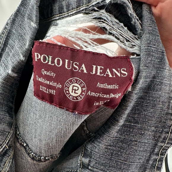 Polo womens jean jacket size M distressed denim Ralph Lauren - Picture 11 of 12